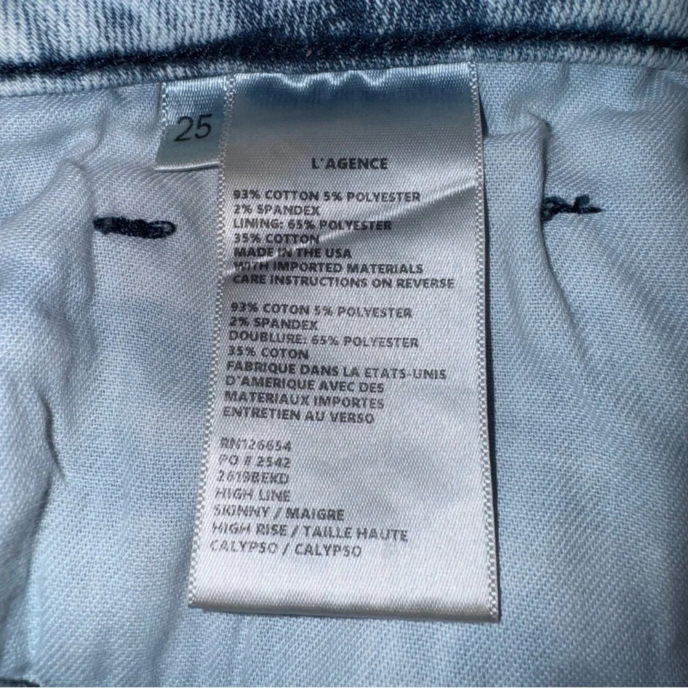 L'AGENCE High Line Skinny Jeans Calypso Distressed Destructed Acid Wash Size 25 - Picture 15 of 16